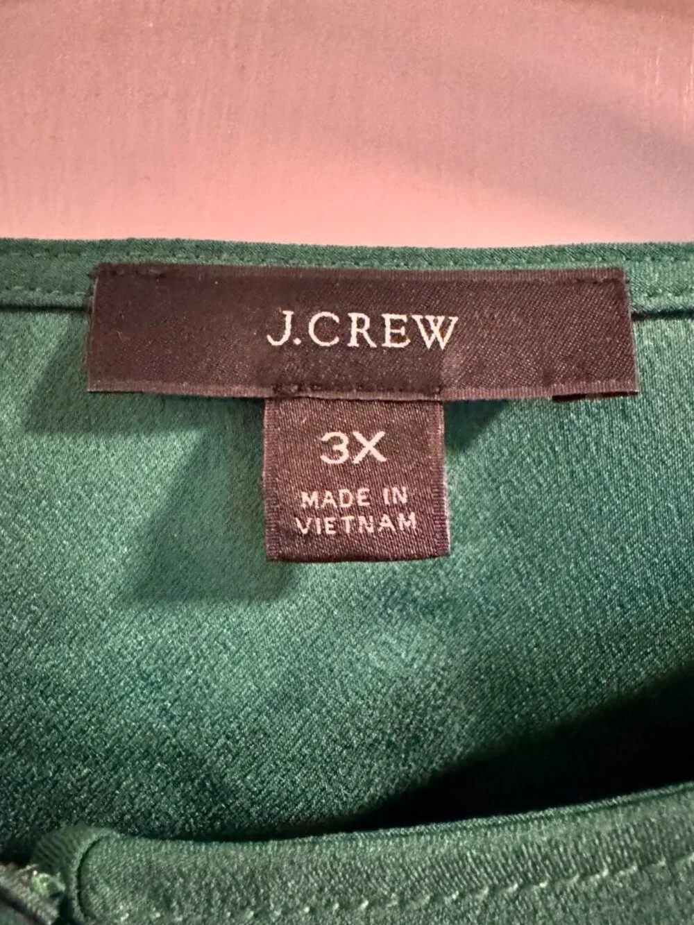 J.Crew 3X Puff-Sleeve Satin-Back Crepe Top Emerald Green